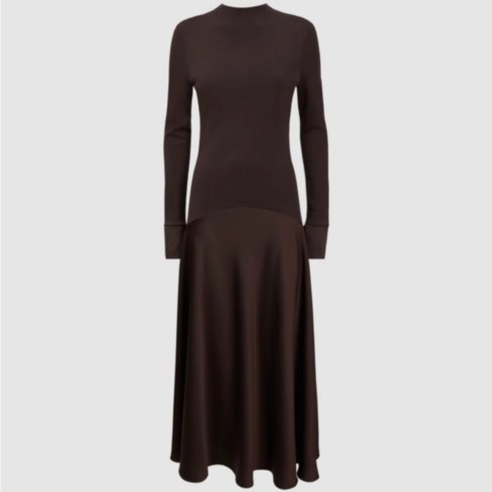 NWT REISS FLORERE knitted satin midi dress size UK 10 US 6. Perfect condition